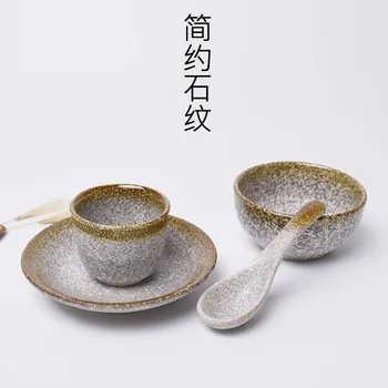 

Japanese style household dish plates rice bowl cup spoon tableware set ceracmic dinnerware pasta porcelain 4pcs/set