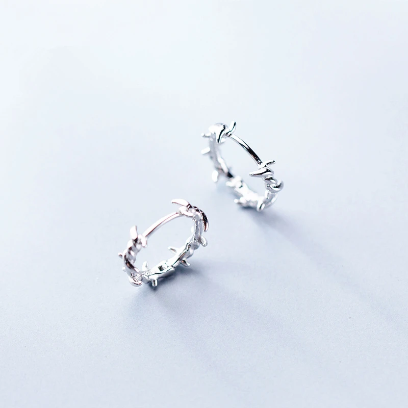 Ротанговые индивидуальные серьги-кольца, винтажные круглые шипы, модные простые серьги для мужчин и женщин,, серебряные 925 пробы