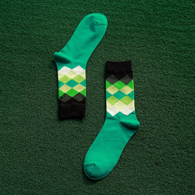 1 пара, мужские забавные носки с принтом, градиентный цвет, клетчатый дизайн, повседневные 3D длинные носки для мужчин, носки под горло, Art Calcetines - Цвет: XC9
