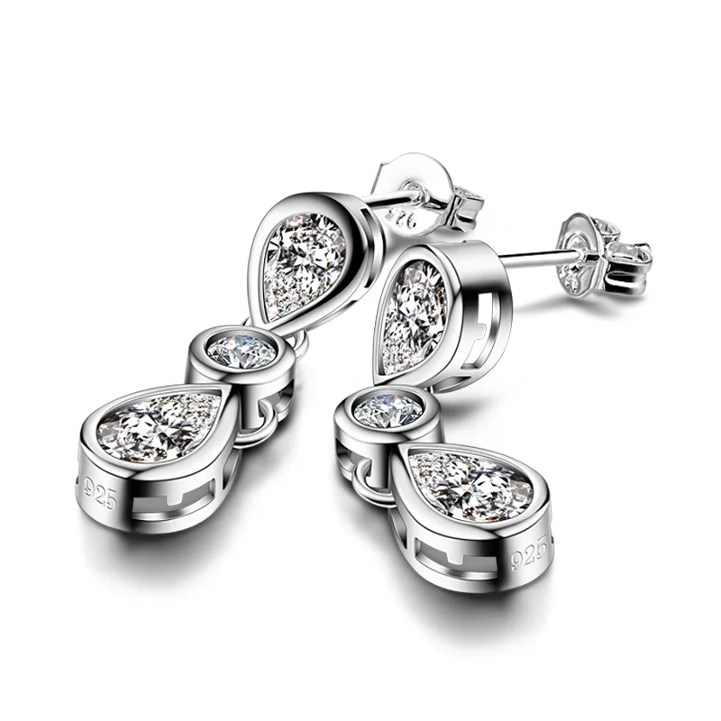 Fashion elegant shine 3A zircon earrings. Woman 925 sterling silver