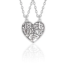 Best Friends 2 Piece Set Retro Puzzle Heart Pendant All The Way With Your Necklace BFF Friendship Jewelry Men And Women Gifts trouble showed the way – women men