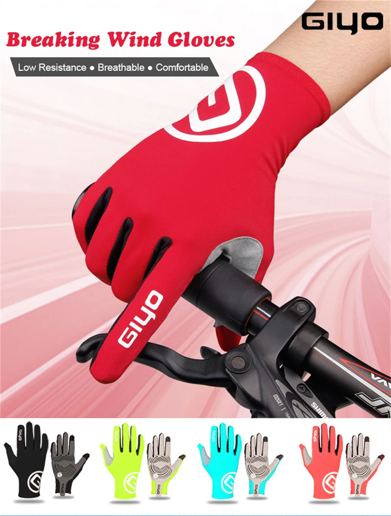 GIYO велосипедные перчатки с сенсорным экраном для спорта на открытом воздухе противоскользящие велосипедные перчатки для мужчин и женщин MTB дорожный велосипед Полный палец телефон велосипедные перчатки