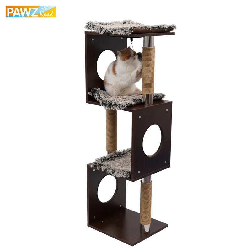 

Luxury Cat Tree Soft With Sleeping Mat Ball Toy Fast Delivery Cat Scratching Jumping Post High Quality Multilayer Pet Furniture