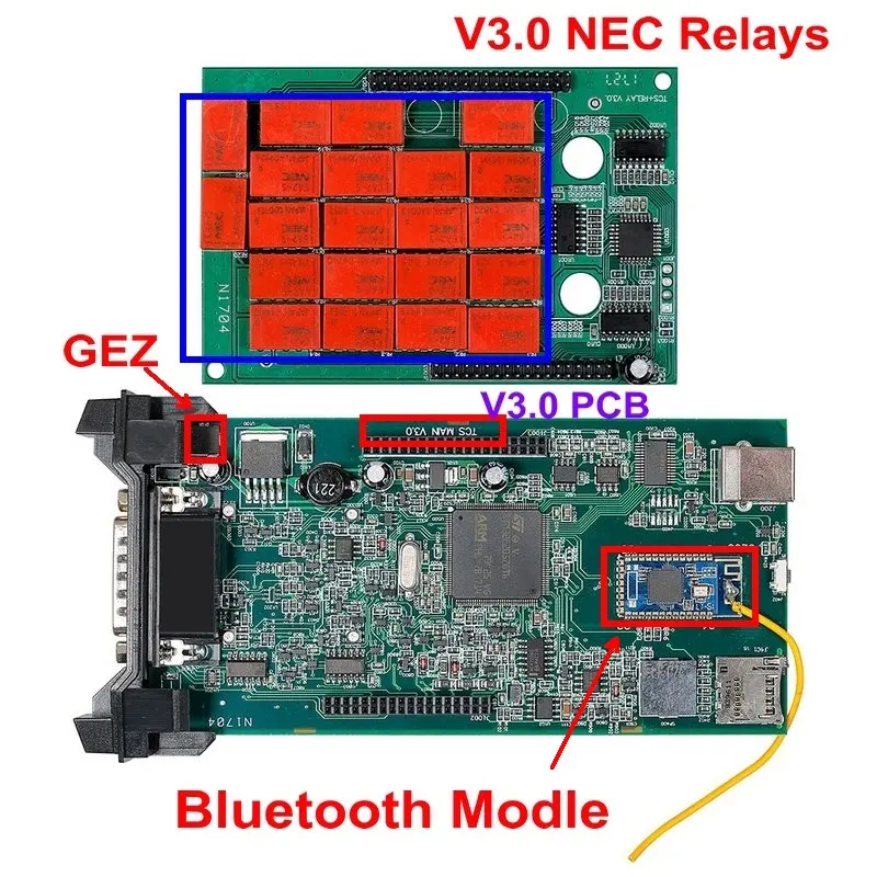 Двойной для зеленой печатной платы V3.0 NEC Реле tcs cdp pro Bluetooth R0 keygen как wow Multidiag pro obd2 сканер автомобили Грузовики диагностический