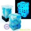 Bescon Two Tone Glowing Dice D6 16mm 12pcs Set of ICY ROCKS, 16mm Six Sided Die (12) Block of Glowing Dice 1