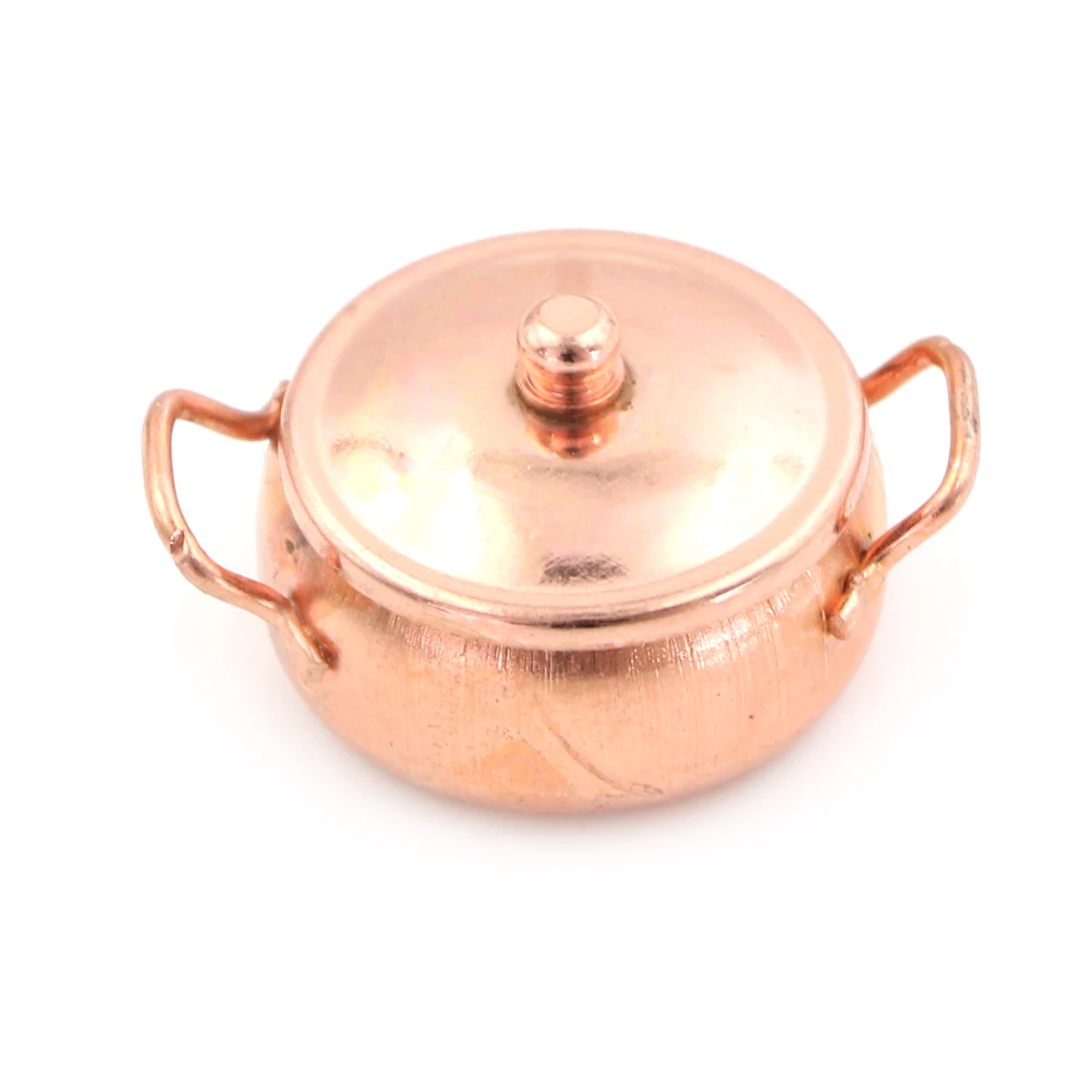 Hot Mini Pot Boiler Pan with Lid Kettle Doll house Accessories Dollhouse Miniature Kitchen Utensil Cooking Ware Play Kitchen Toy