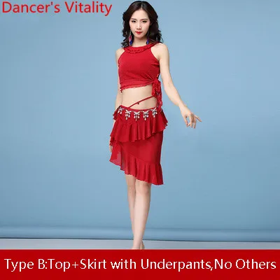Танец живота топ юбки сексуальные женщины начинающих Slim Fit весна-лето сетка индийский восточный танец практика одежда наряд - Цвет: Type B as picture