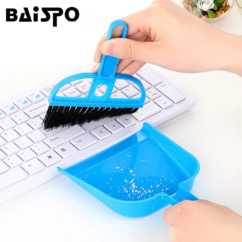

BAISPO Mini Desktop Sweep Cleaning Brush Small Broom Dustpan Set For Office Table Computer Keyboard Portable Cleaning Tools New