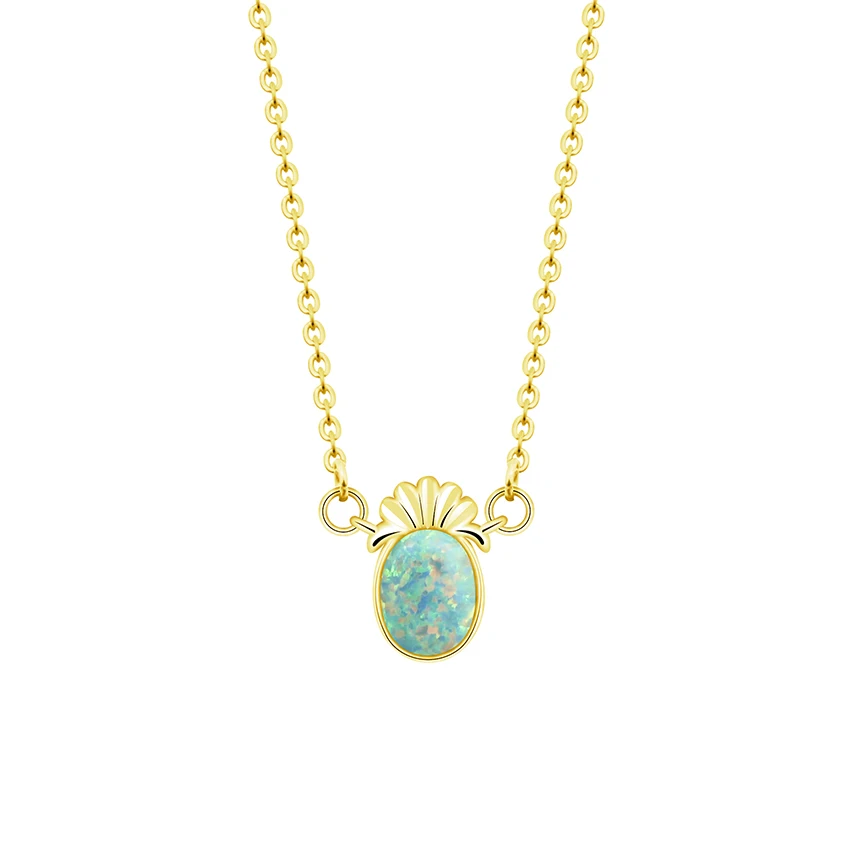 

ACEBFEET Luxury Gold Silver Pendant Necklaces Oval White Pink Blue Opal Necklace Birthday Gifts For Wife Bohemian Jewelry