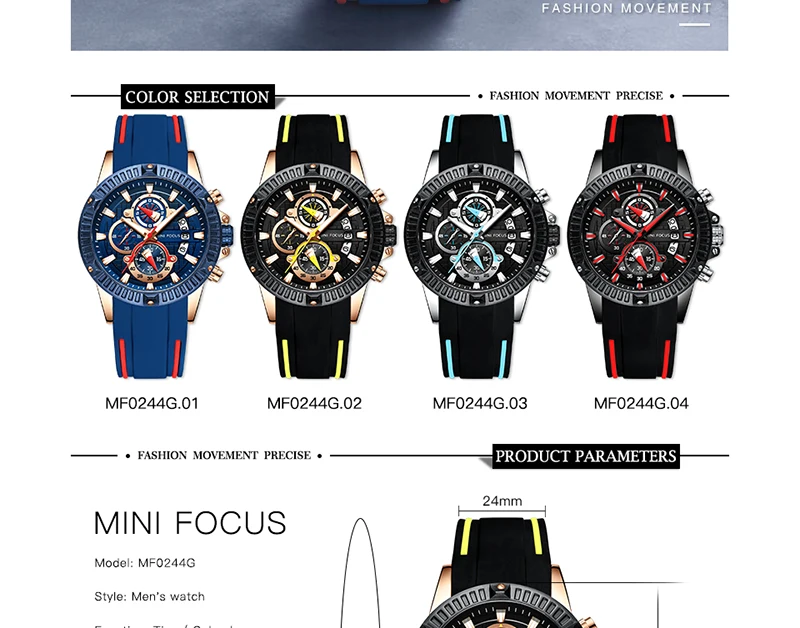Watch Men 2019 MINIFOCUS Waterproof Silicone Wrist Watches Mens Luxury Brand Top Fashion Sport Wristwatch Men Quartz Male Clock (3)