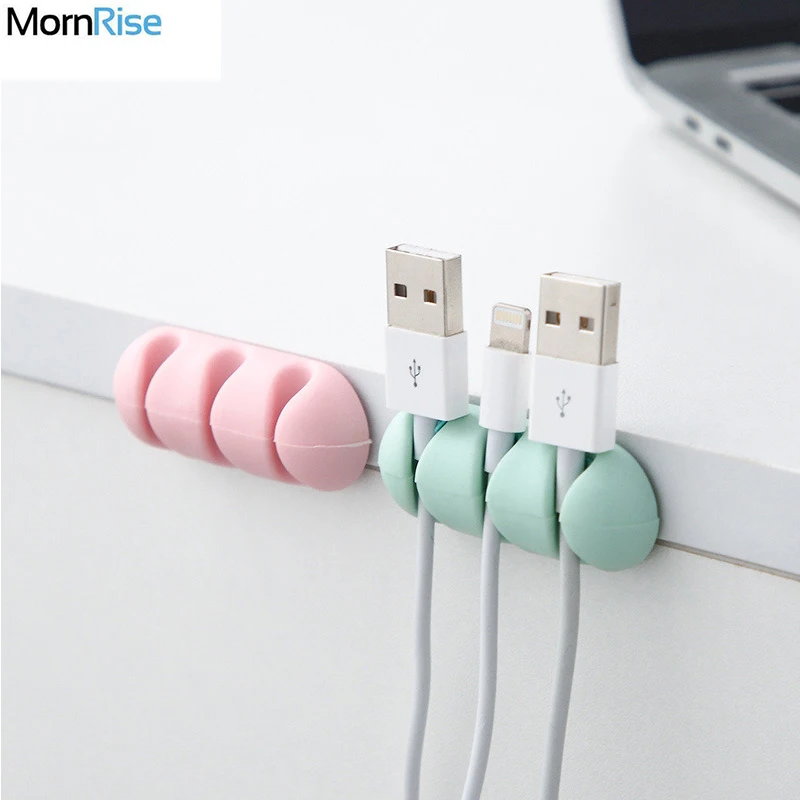 

Desktop Cable Organizer Silicone Cable Winder Self-sticking Flexible Cord Management Clips Cable Holder Stick Office Accessories