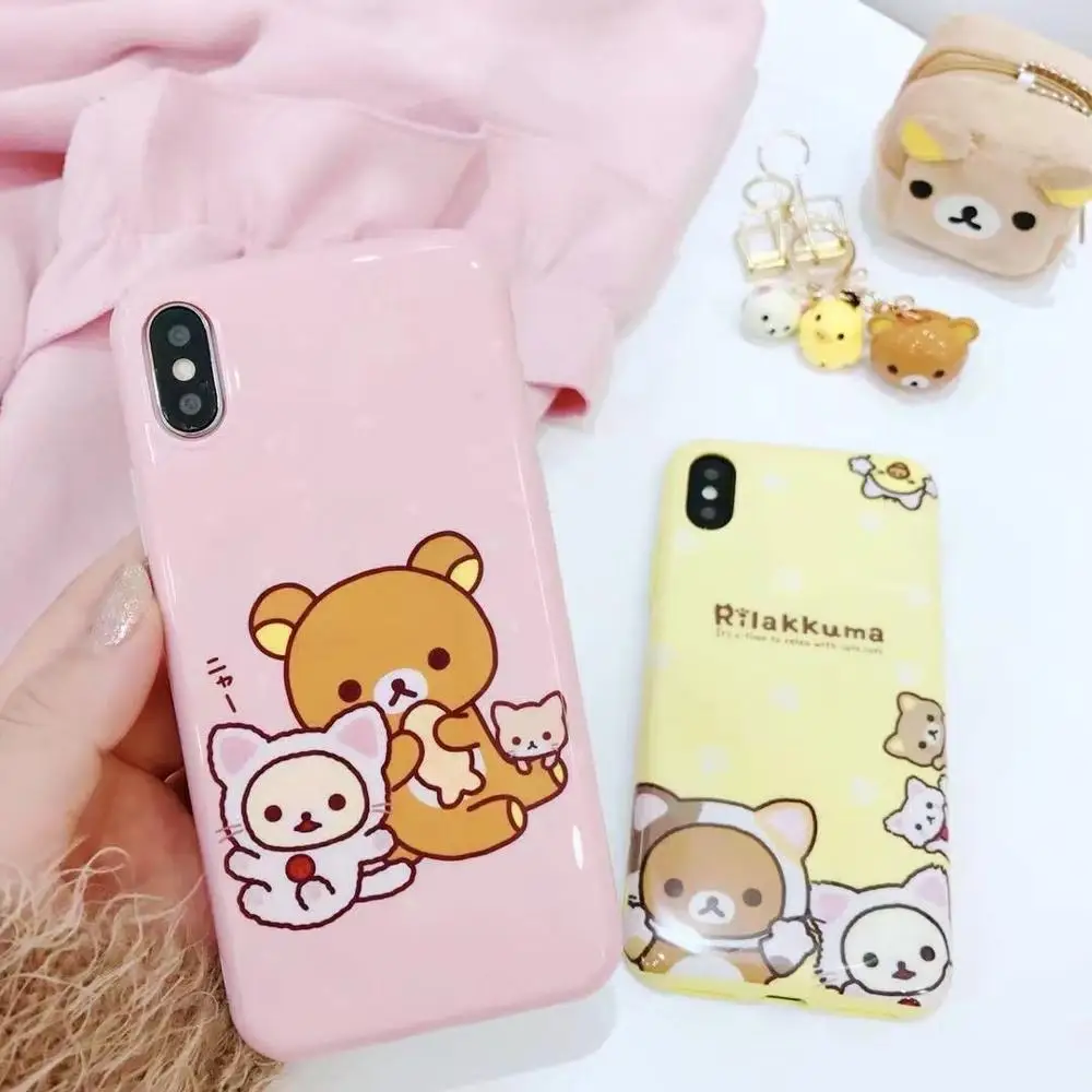 10pcs/lot Cartoon Relax Kuma Bear Phone Case For iPhone11 Pro IMD Soft TPU Cover XS MAX 6s/8 7plus Body Shell Protection |