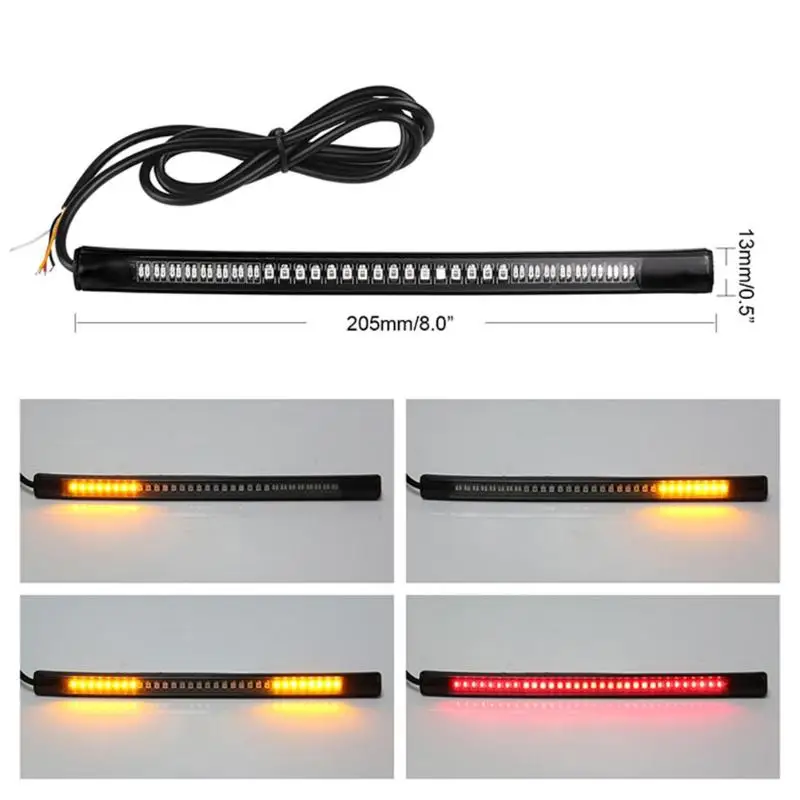 Motorcycle Light Bar Strip 48 LED Tail Brake Stop Turn Signal Light Strip License Plate Tail Light Motorcycle Light Assembly