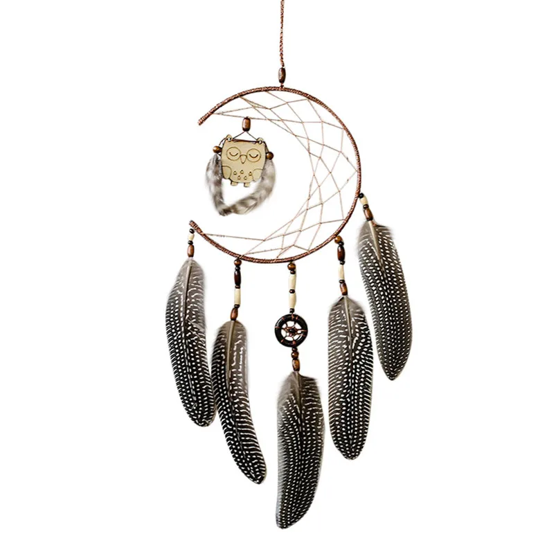  Dream Catcher With Feathers Wooden Owl Wall Hanging Decoration christmas Ornament Gift for women home Decor new #3n30 (5)