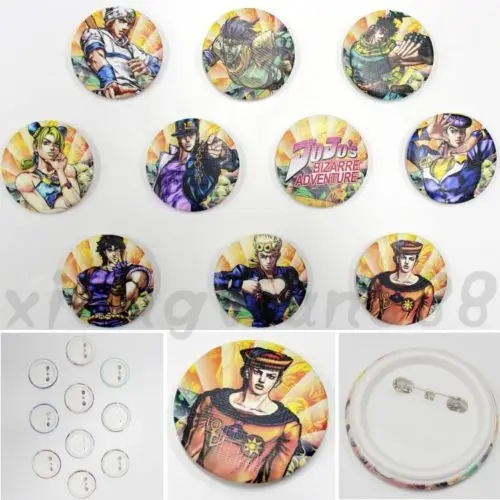 

OHCOMICS 10PCS JoJo's Bizarre Adventure Anime Kujo Jotaro Hot PVC Badges Pins Chestpin Brooch Backpack Ornament Costume Decor