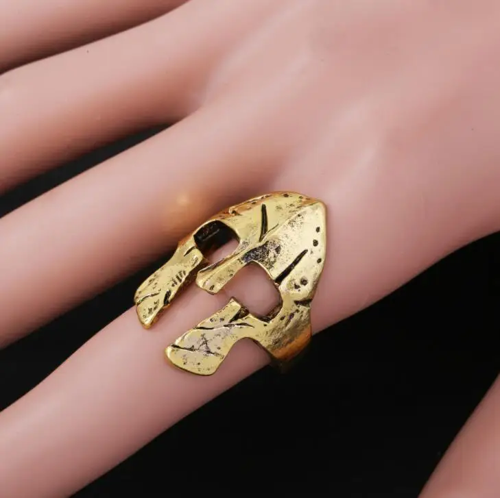 Винтаж регулируемый палец Спартанский шлем героя маска кольцо Прохладный античный Байкер Панк Рок Рэп нержавеющая сталь мужские ювелирные изделия палец кольцо