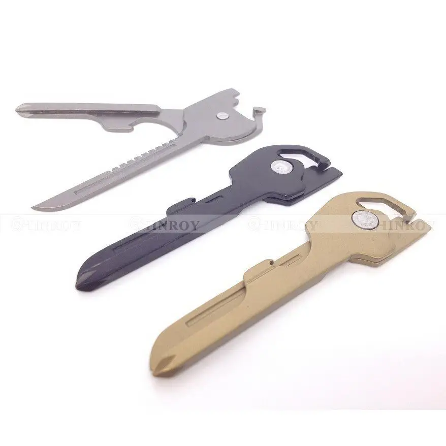 

6 in1 Stainless Steel EDC Multi tool Keychain Utiliity Camping Swiss Pocket Survival Knife Utili-Key Multi Function Keys Knife