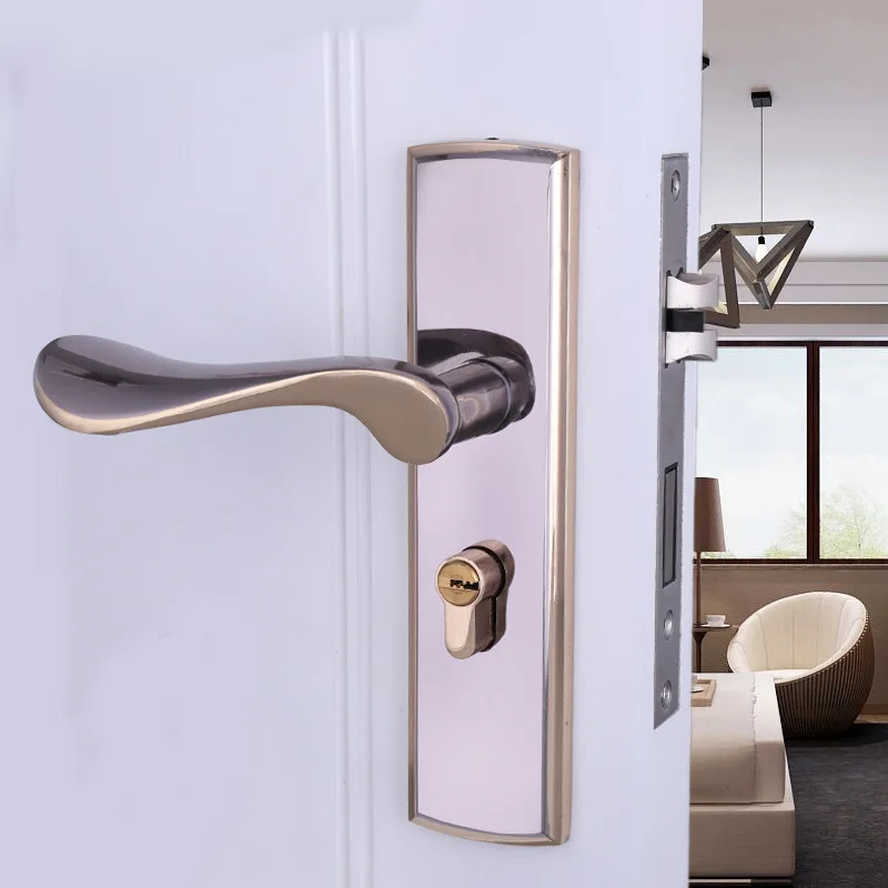 

Padlock Fechadura Digital And Aluminum Titanium Contracted Bedroom Lock Black Interior Door Hold Hand Hardware Locks Wholesale