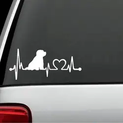 Бишон фризе наклейка линия сердцебиения монитор наклейка с собакой Стикеры 15 см