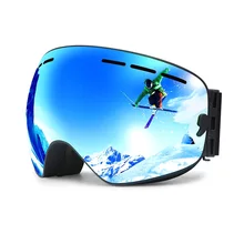 Профессиональные взрослых ветрозащитные лыжные очки Восхождение двухэтажный сноуборд Лыжный Спорт очки Альпинизм Анти-туман объектив очки