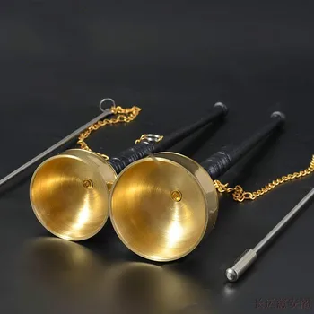 

Copper Hand Bell Long Handle Cited Qing Temple Ritual Buddhism Buddhist Sutras Activities Muyu Chanting Ritual