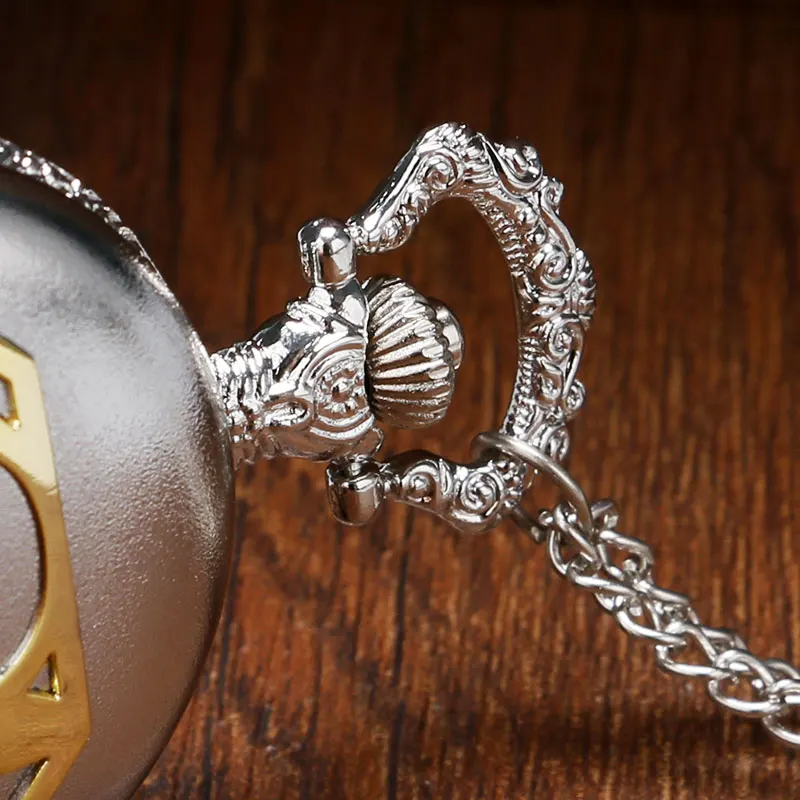 Модные серебряные и золотые карманные часы с Суперменом, мужские часы для мальчиков, подарок, высокое качество, P962