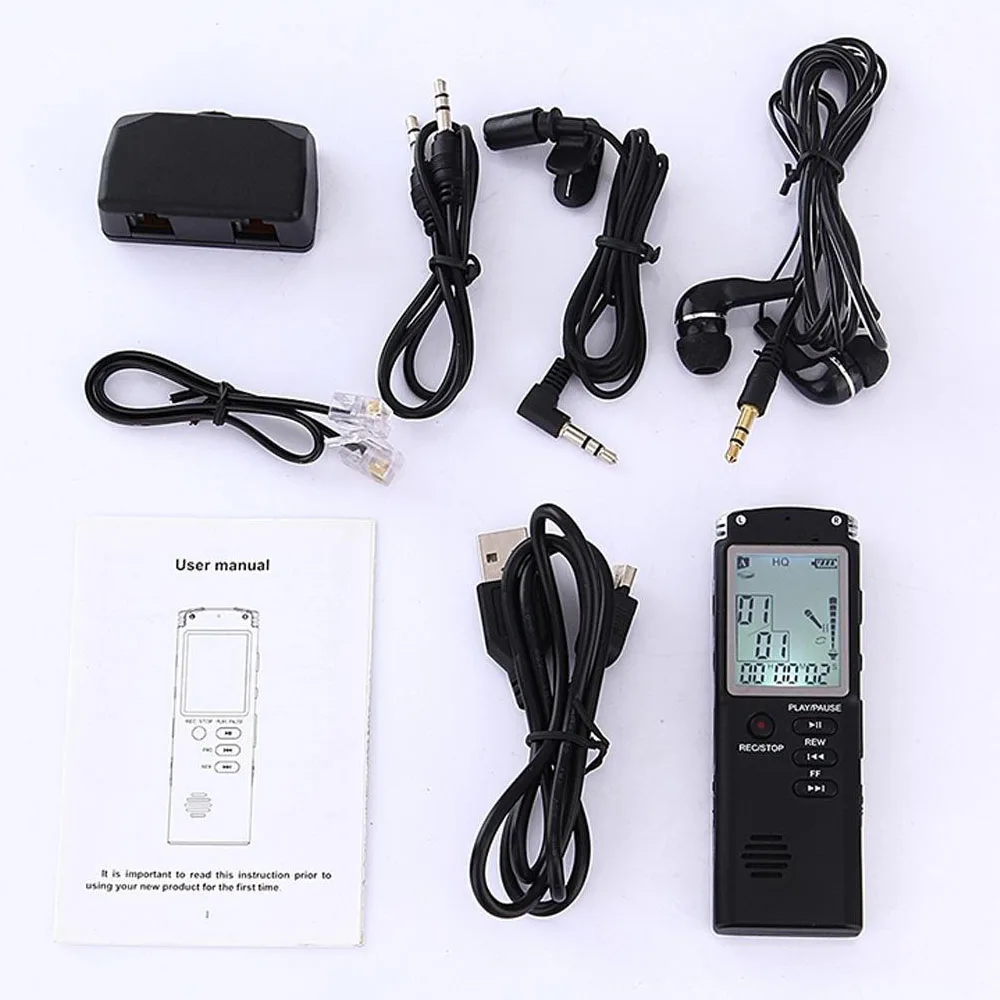 Dictaphone Mini Recorder USB Professional Large Screen Voice Recording Digital Clock WAV MP3 Player | Электроника