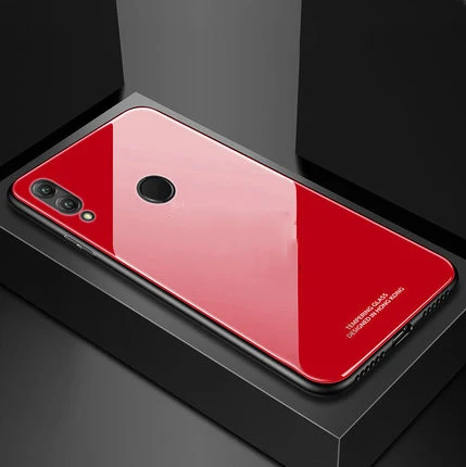 Стеклянный чехол для Xiaomi Mi9 Mi 9 SE Mi8 Mi 8 Lite Play F1 силиконовая рамка+ стеклянная крышка на Xiomi Redmi Note 7 Fundas Redmi GO Coque - Цвет: Red
