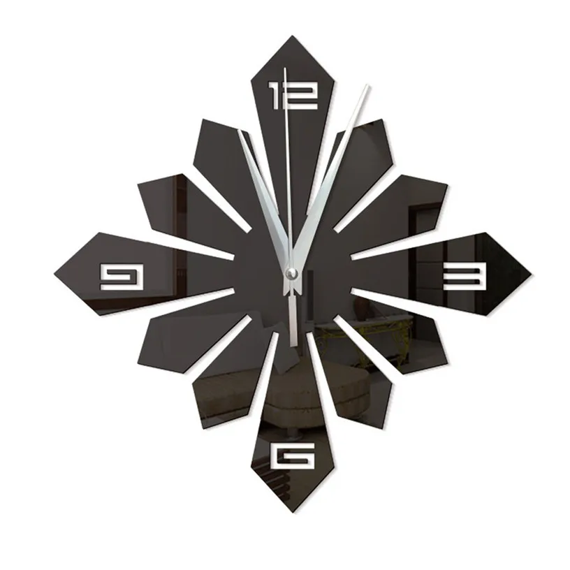 3D зеркальные часы для гостиной дома декоративные зеркальные настенные часы современный дизайн наклейки на стену часы ju18 - Цвет: A