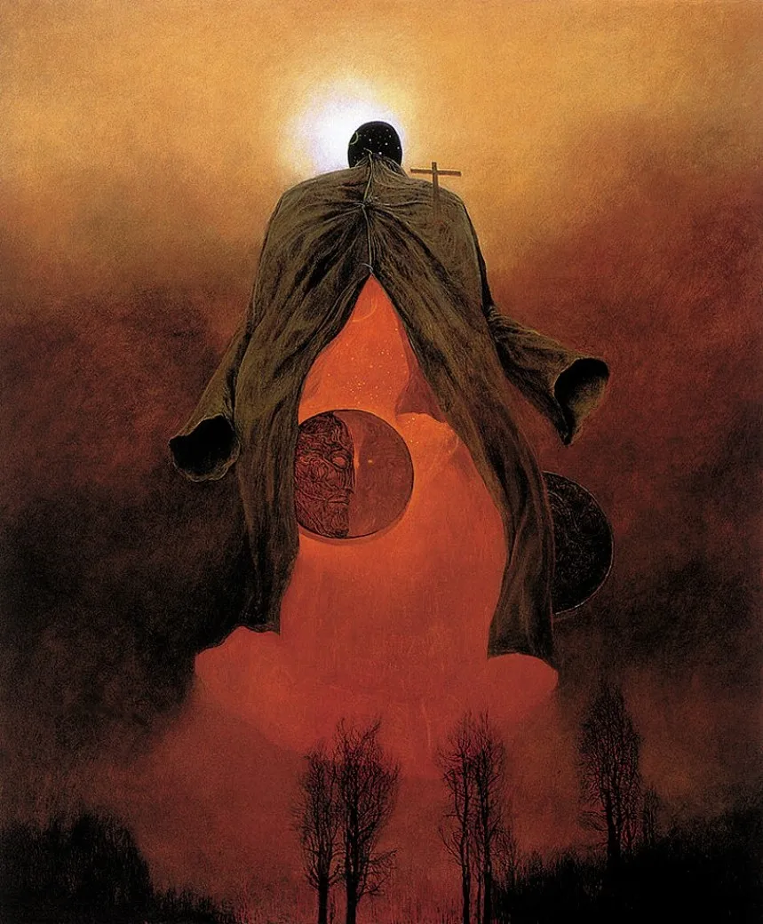 God of death moon Zdzislaw Beksinski художественное оформление для дома художественная работа Печать на холсте без рамы