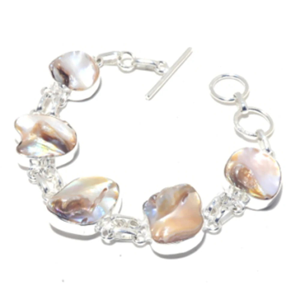 

Biwa Pearls Bracelet Silver Overlay over Copper, 19cm , B3972