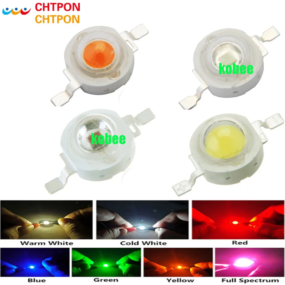 

10Pcs 1W 3W High Power LED Bulb White/Warm White/Cold White/Red/Green/Blue Light Taiwan Epistar Chip For DIY Spotlight Downlight