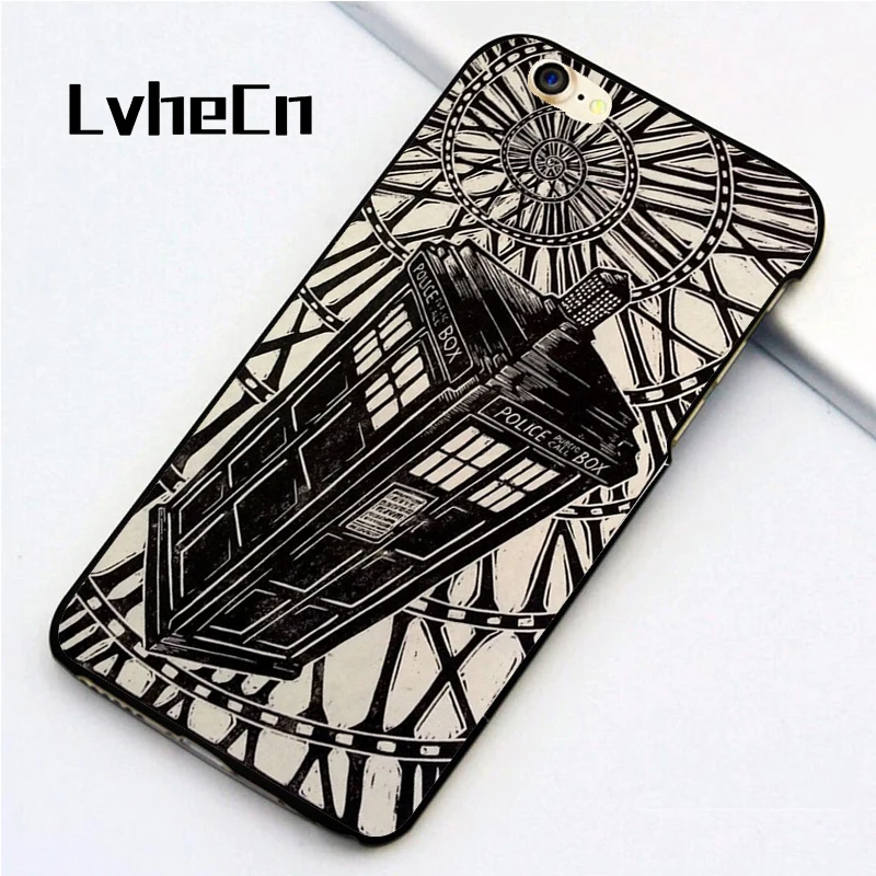 

LvheCn 5 5S SE phone cover cases for iphone 6 6S 7 8 Plus X back skin shell BBC Doctor Who David Tennant Police Box