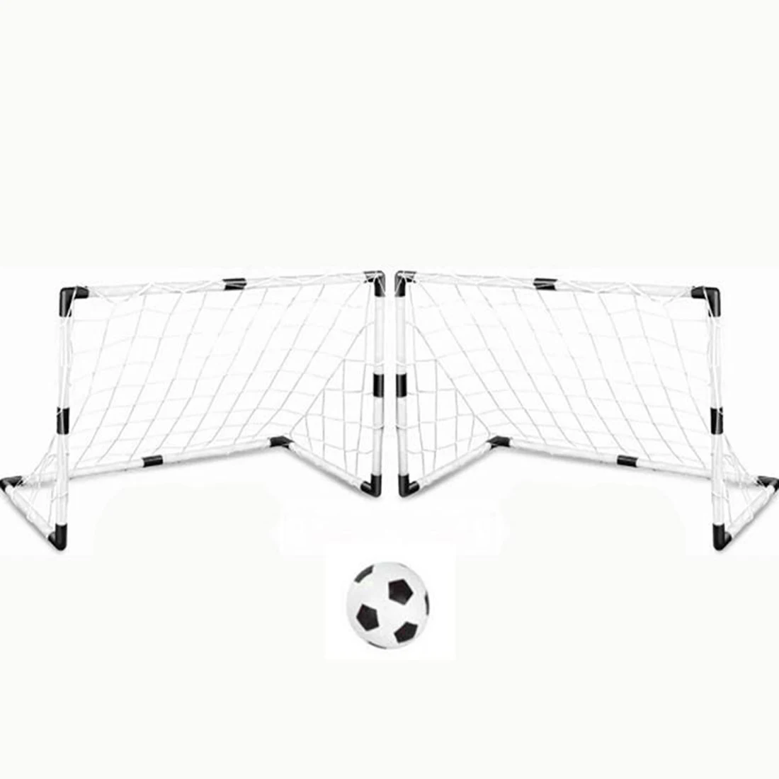 

Set of 2 DIY Youth Sports Soccer Goals with Soccer Ball and Pump Practice Scrimmage Game White