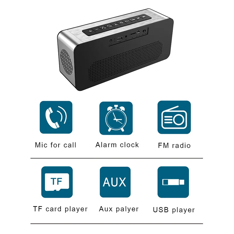 Sardine A10 bluetooth колонка 5000 мАч Портативный будильник MP3 динамик 52 мм большой звук