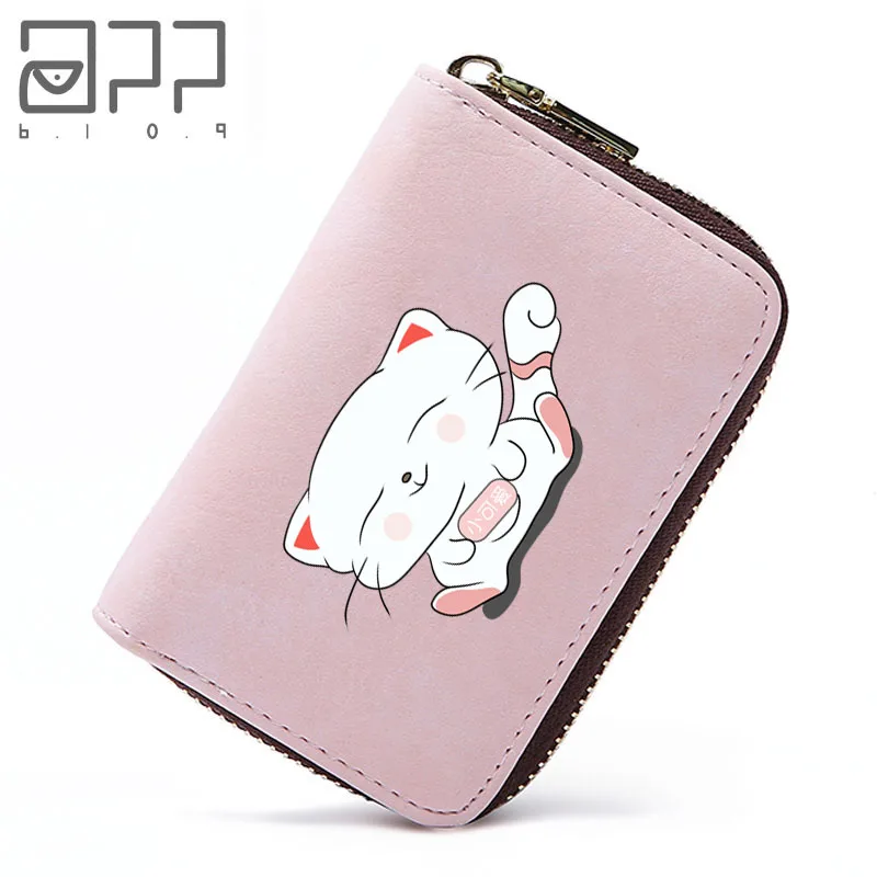 

APP BLOG Cartoon Neko Atsume Cute Cat Business Card Holder Wallet Bank Credit Card Case Bag ID Holders Women Coin Purse 2019 Ne