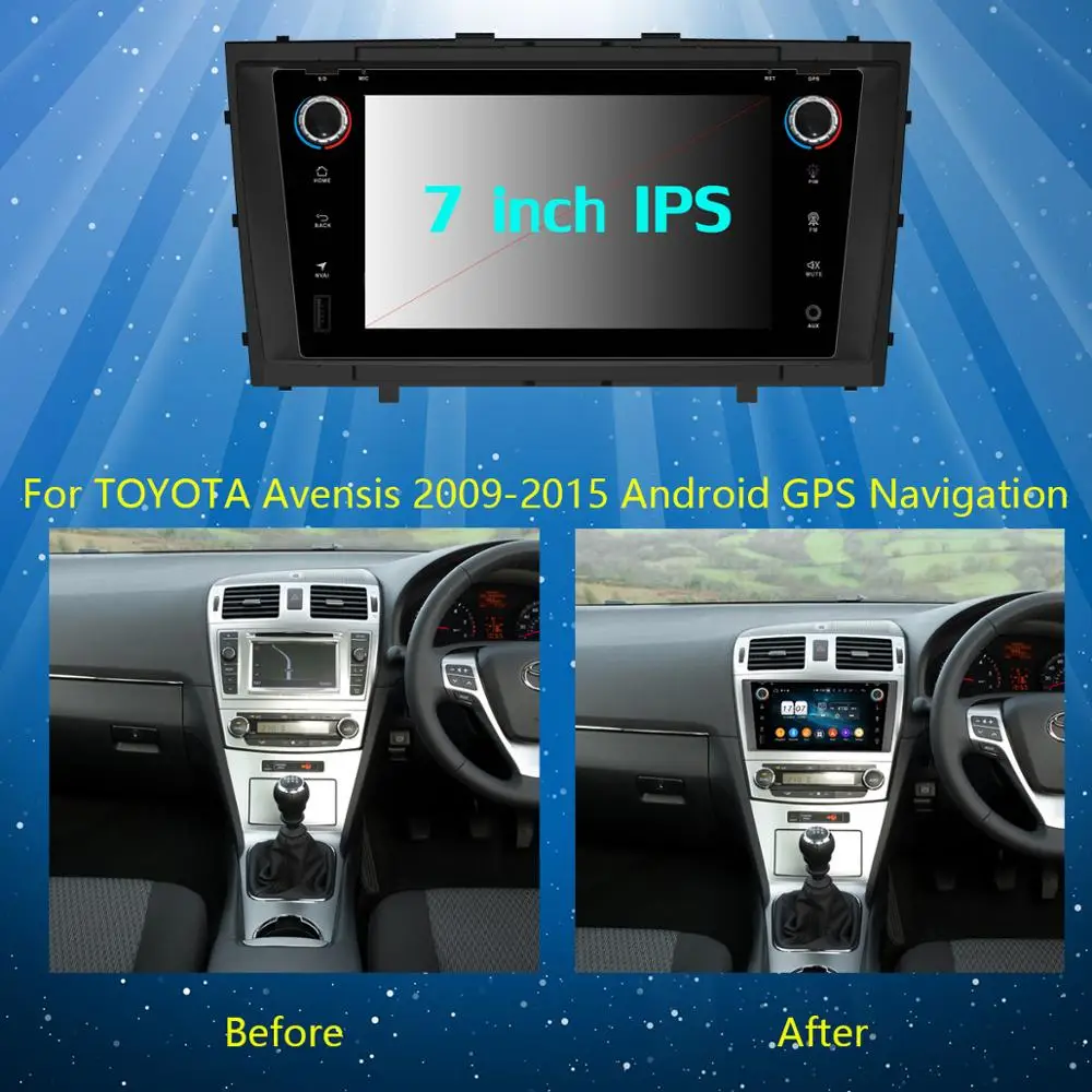 Best 7" IPS 1920*1080 8 Core 4G+64G Android 9.0 Car DVD Player For Toyota Avensis 2009 2010 2011 2012 2013 2014 2015 DSP Radio GPS 2