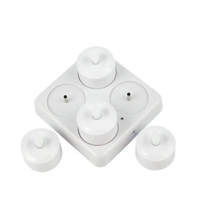 Набор из 4 Дистанционное управление Перезаряжаемые TeaLight светодиодный свечи матового беспламенном свеча лампы f/вечерние свадебные домашний стол-многоцветный