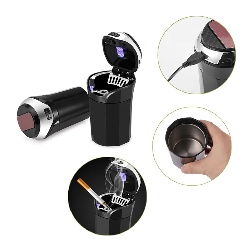 LED Car Ashtray Portable Multifunctional Electronic lighter 2 in 1 USB
