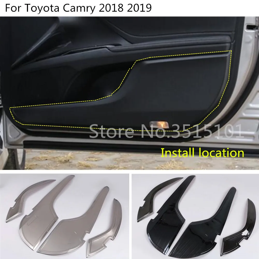

car stick styling cover door Interior inner anti kick mat protect cover frame 4pcs For Toyota New Camry XV70 2017 2018 2019