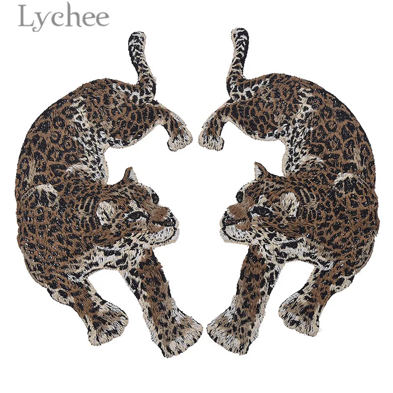 Lychee Life 1 пара леопардовых нашивок с вышивкой в виде животных Пришивные Аппликации