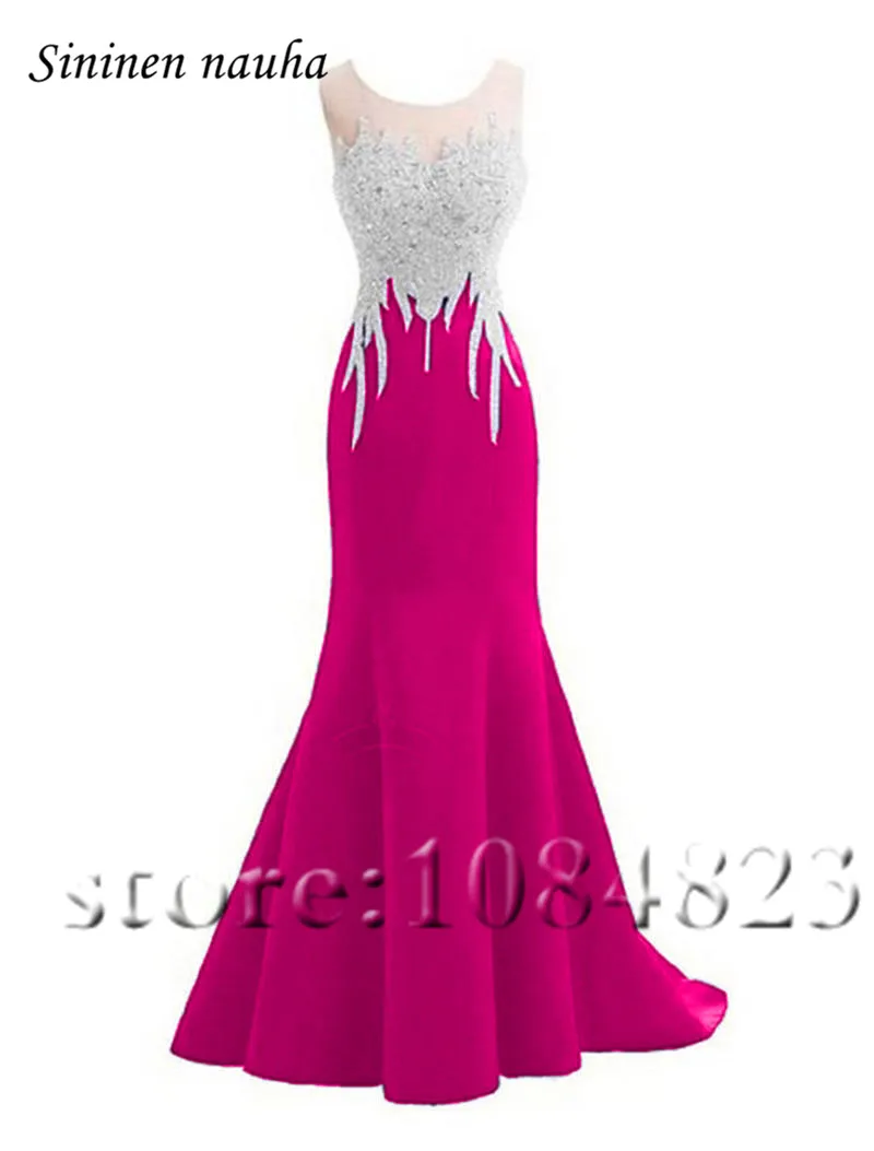 Королевский синий длинное вечернее Вечерние платья совок лук бисером Русалка Плюс Размеры платье для выпускного вечера Vestidos De Festa халат De Soiree 220 - Цвет: hot pink