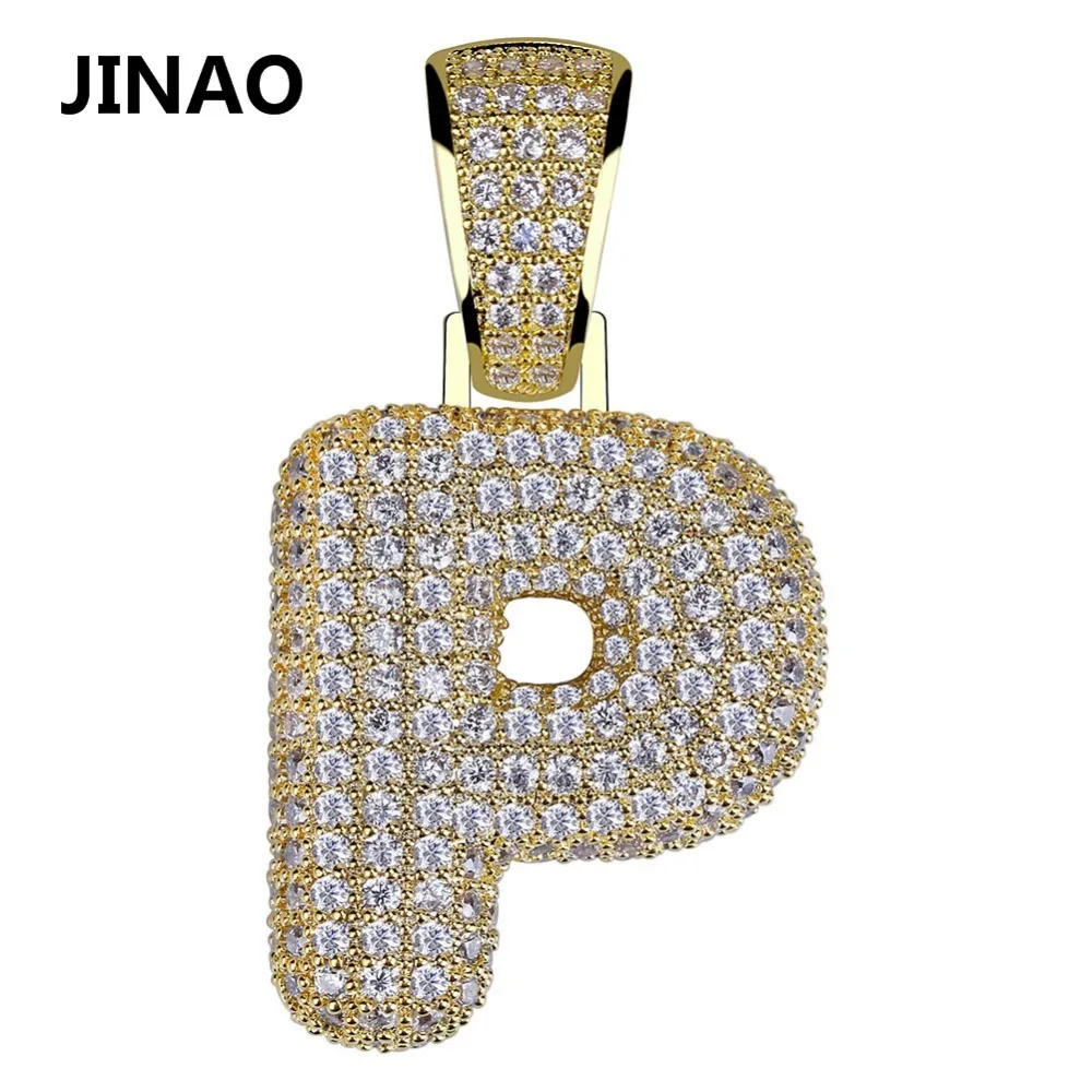 JINAO хип-хоп Iced Out Costom Bubble буквы кулон ожерелье микро проложить AAA+ Циркон с веревкой Чиан и теннисная цепь DIY ювелирные изделия