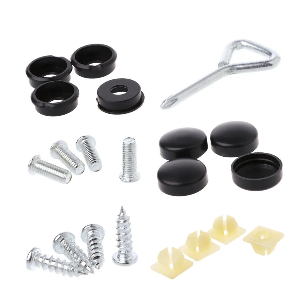 

17 Pcs Car License Plate Frame Security Anti-theft Screw Bolt Fasteners Snap Cover