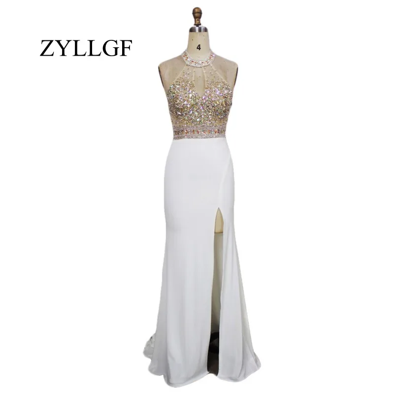 ZYLLGF Sexy Backless Mermaid White Mothers Dress Bride Halter Neck High