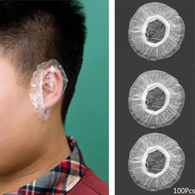 100pcs/pack Earcaps Disposable Polyethylene Ear Covers Shield Protect Tint Clip Dye hair Waterproof earmuffs