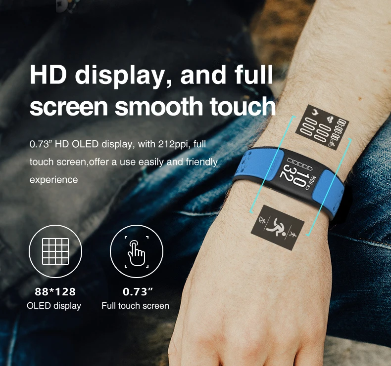 IP68 Водонепроницаемый gps Smart Band 0,73 HD OLED Экран монитор сердечного ритма Сидячий напоминание Bluetooth4 спортивный гид браслет Для мужчин
