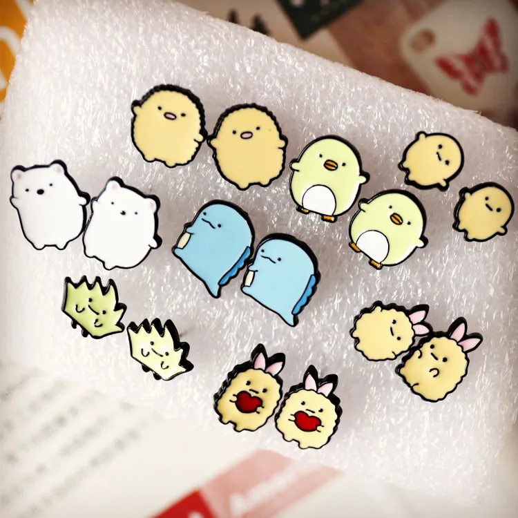 2 шт./пара с любимыми персонажами из мультфильмов мини sumikko gurashi фигурку металлические серьги для девочек Подарки