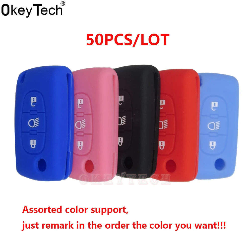 OkeyTech 50PCSLOT Silicone Rubber Car Key Cover Case Shell Protect For Citroen C3 C4 Xsara Picasso berlingo C5 C8 for Peugeot
