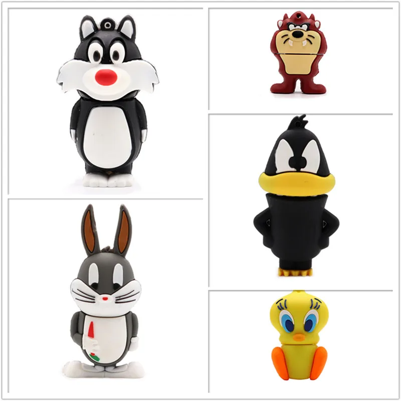 USB флеш накопитель с мультипликационным принтом Looney Tunes 4 ГБ 8 16 32 64 bugs bunny Daffy duck memory